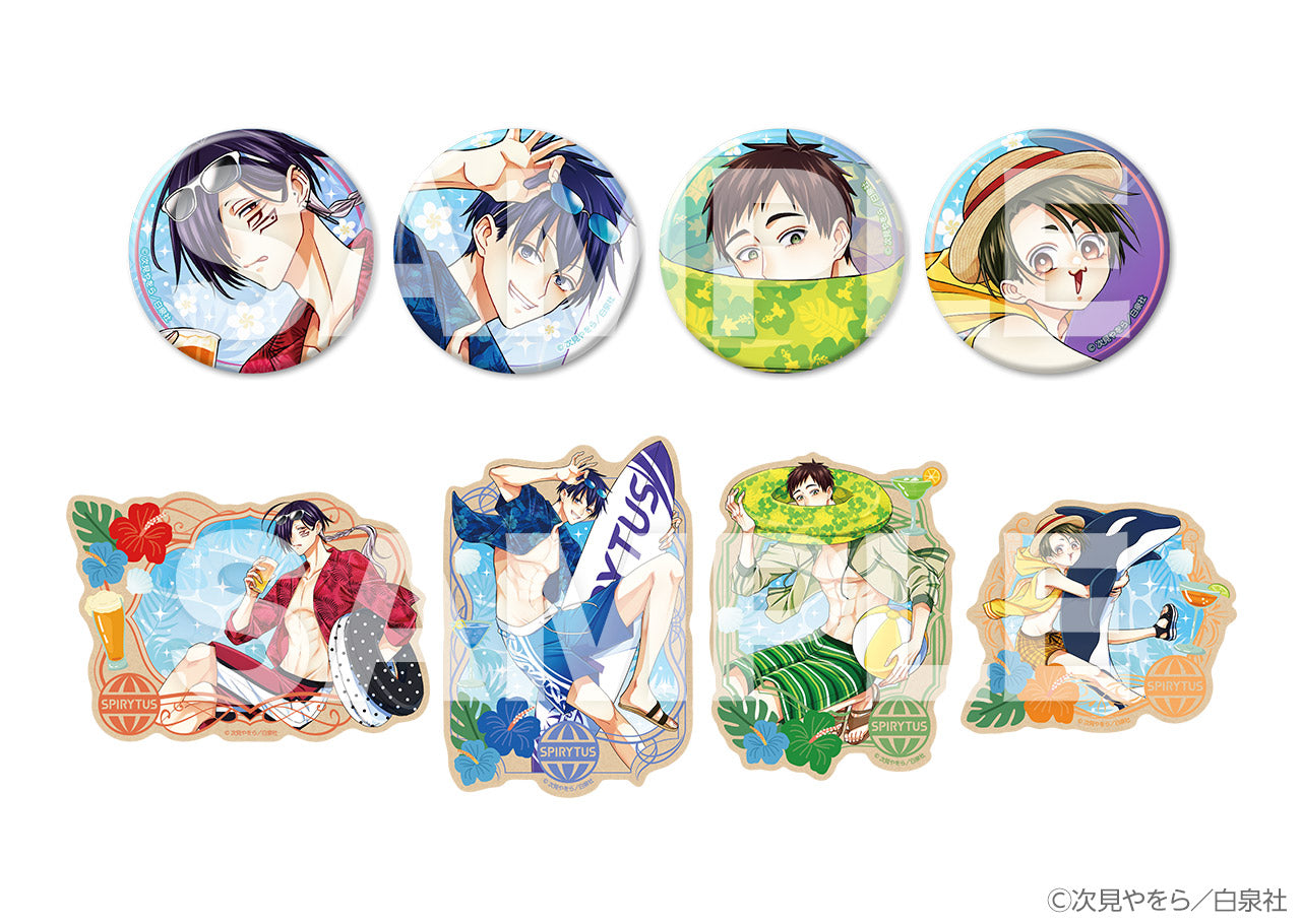 [拷問バイトくんの日常] 最新第6巻＋常夏オーロラ缶バッジ4種＋トラベルステッカー4種セット